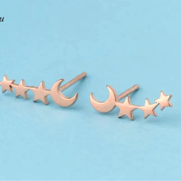 NIGHT SKY GOLD Earrings Stud With Gift Bag - Picture 3 of 6